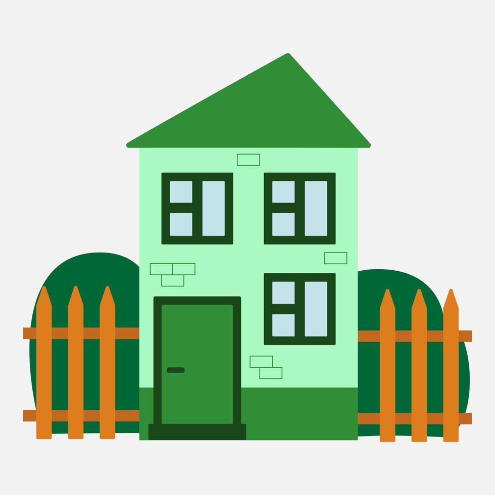 illustration vectorielle. une maison avec une clôture. motif. vecteur