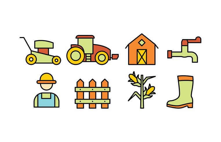 Pack d'icônes doodle de l'agriculture vecteur