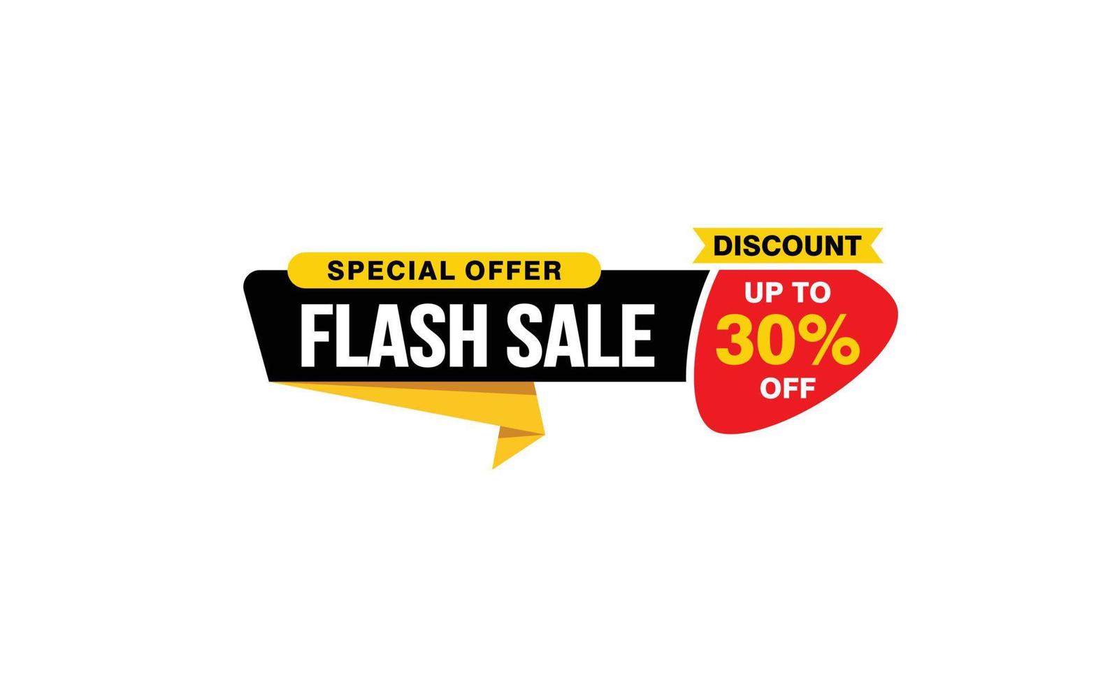 Offre de vente flash de 30 %, dédouanement, mise en page de bannière de promotion avec style d'autocollant. vecteur