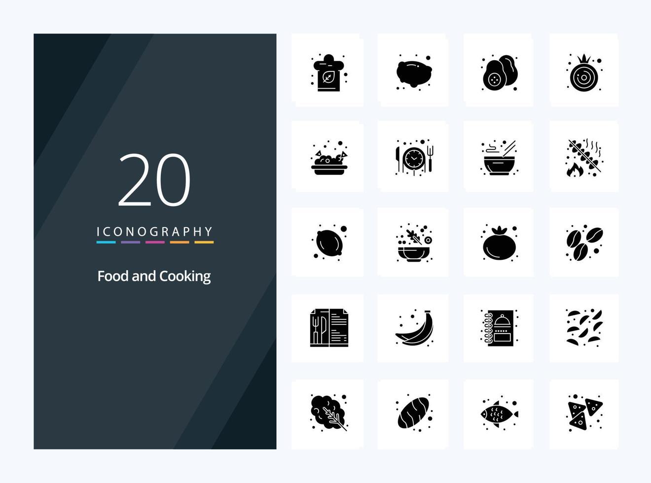 20 icône de glyphe solide de nourriture pour la présentation vecteur