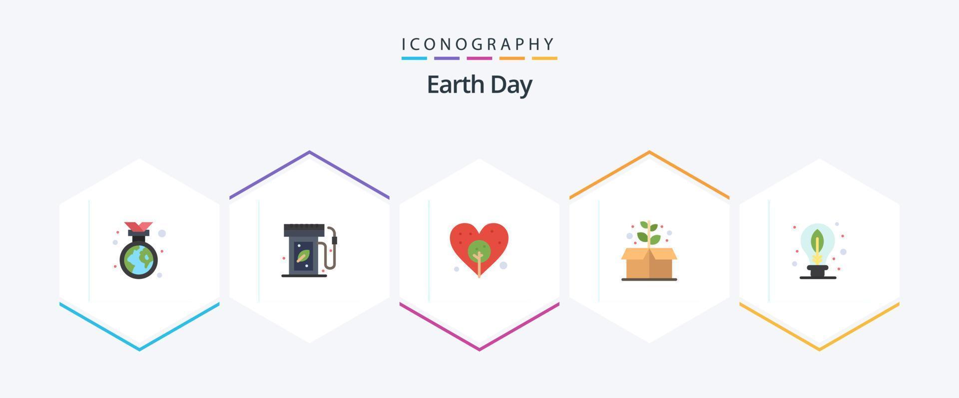 pack d'icônes plates du jour de la terre 25, y compris la feuille. journée. la terre. la terre. vert vecteur