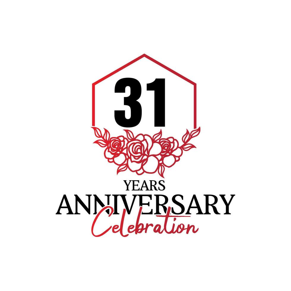 Logo d'anniversaire de 31 ans, célébration de conception de vecteur d'anniversaire luxueux