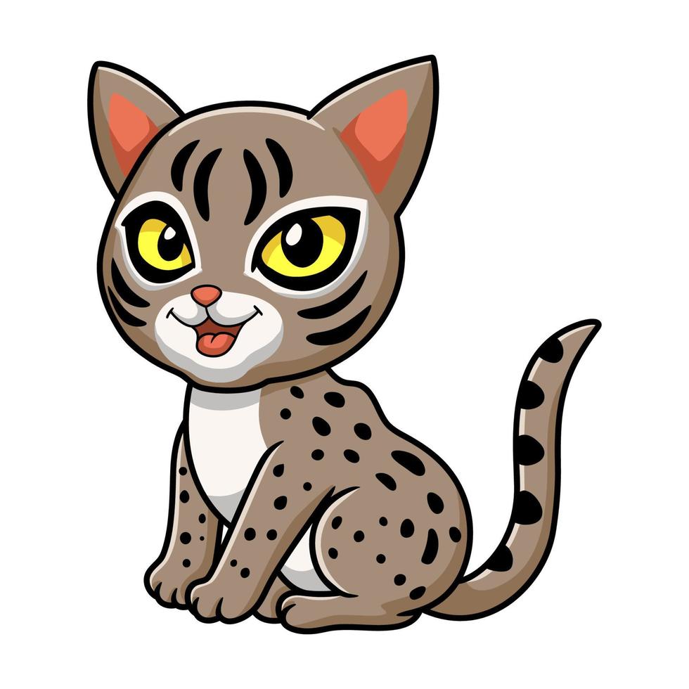 dessin animé mignon chat ocicat assis vecteur