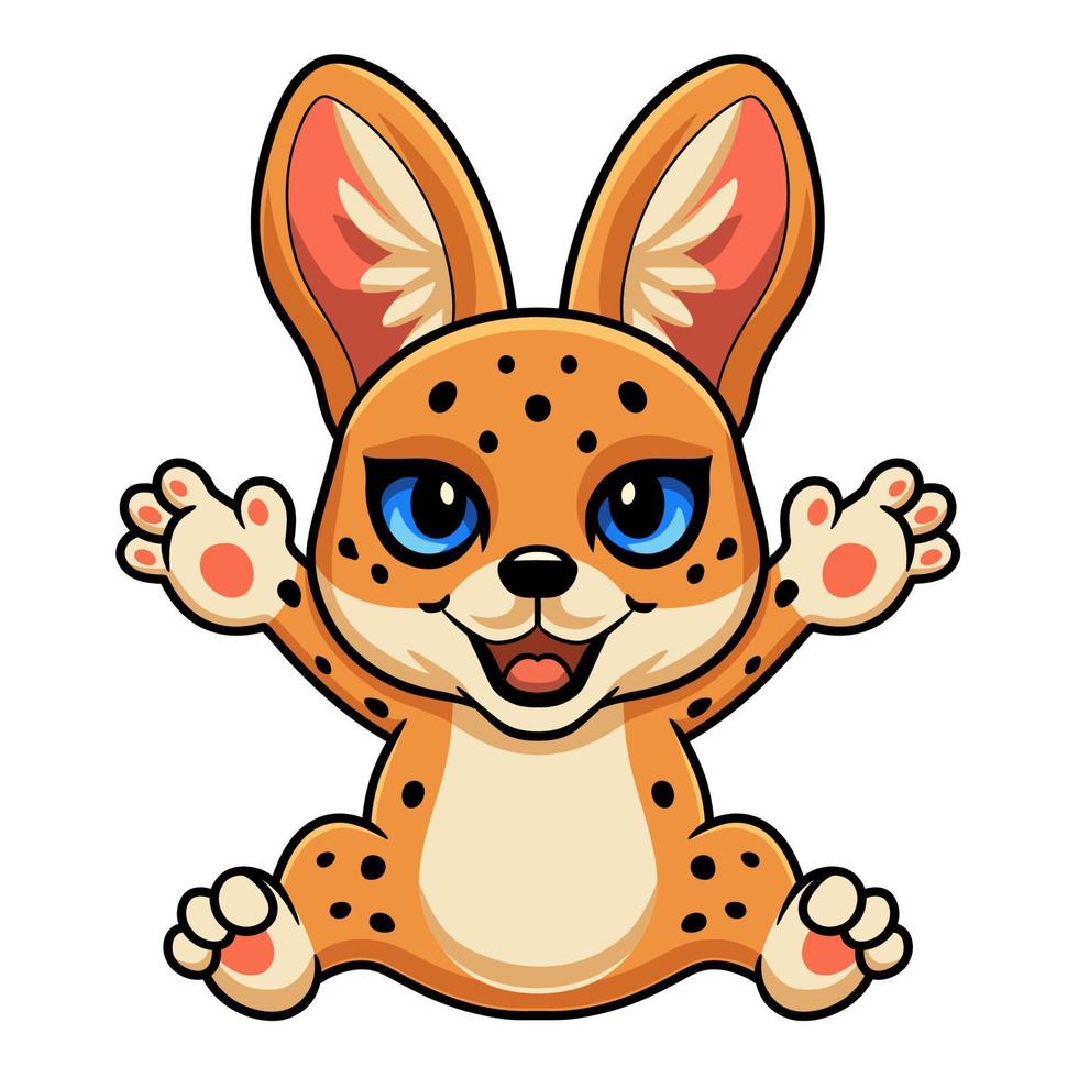 dessin animé mignon chat serval assis vecteur