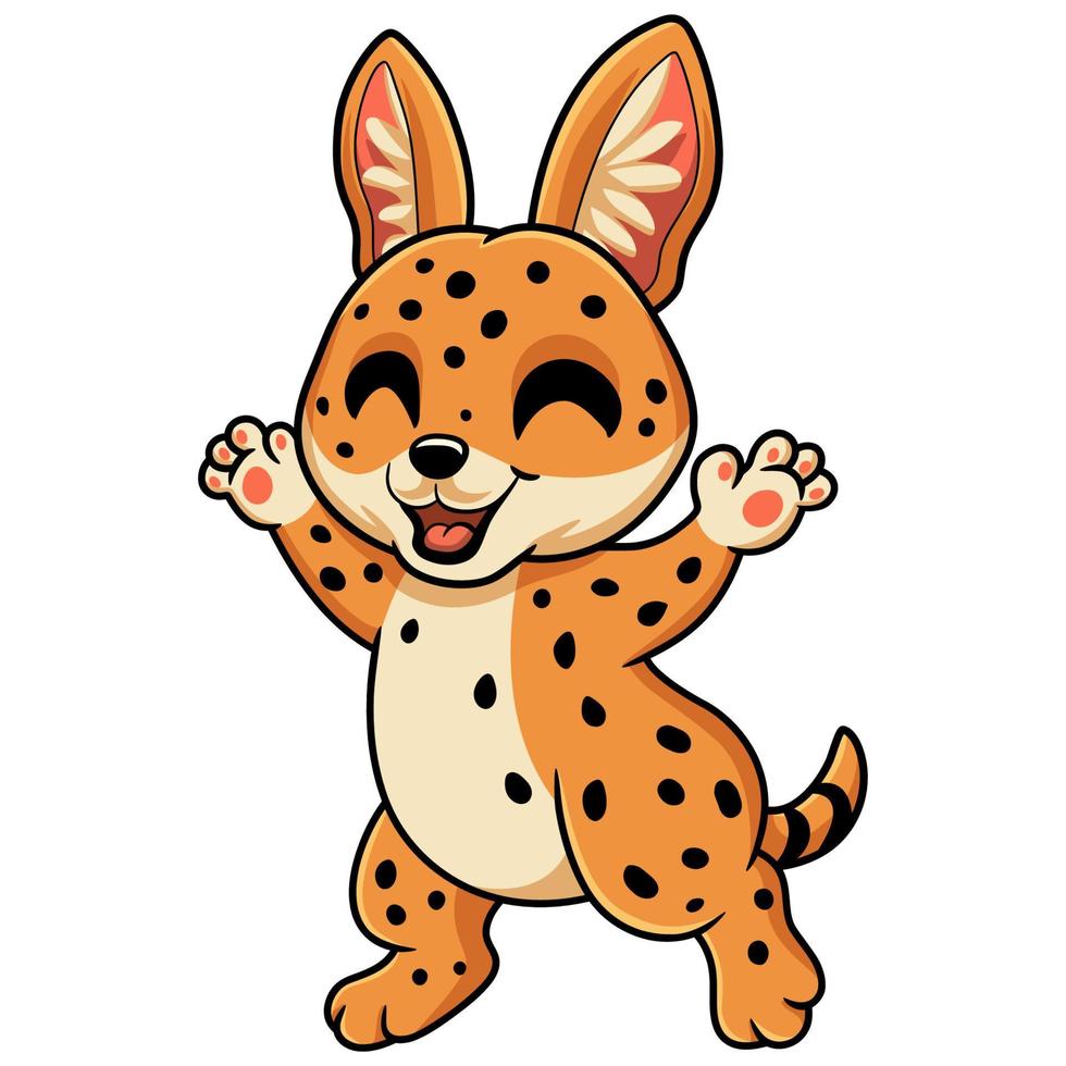 dessin animé mignon chat serval marchant vecteur