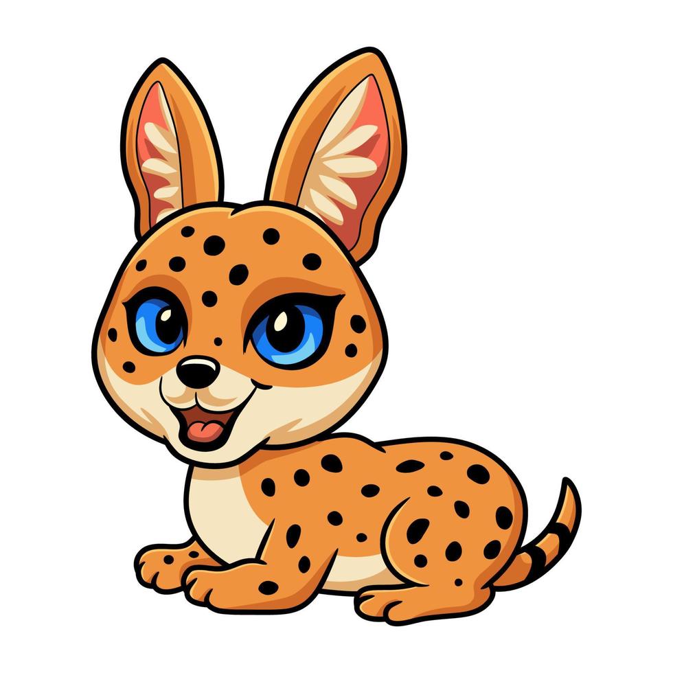 dessin animé mignon chat serval assis vecteur