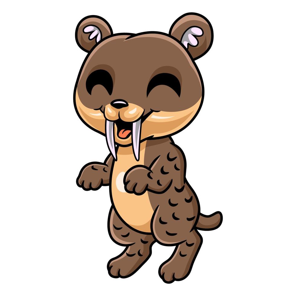 mignon petit dessin animé smilodon debout vecteur