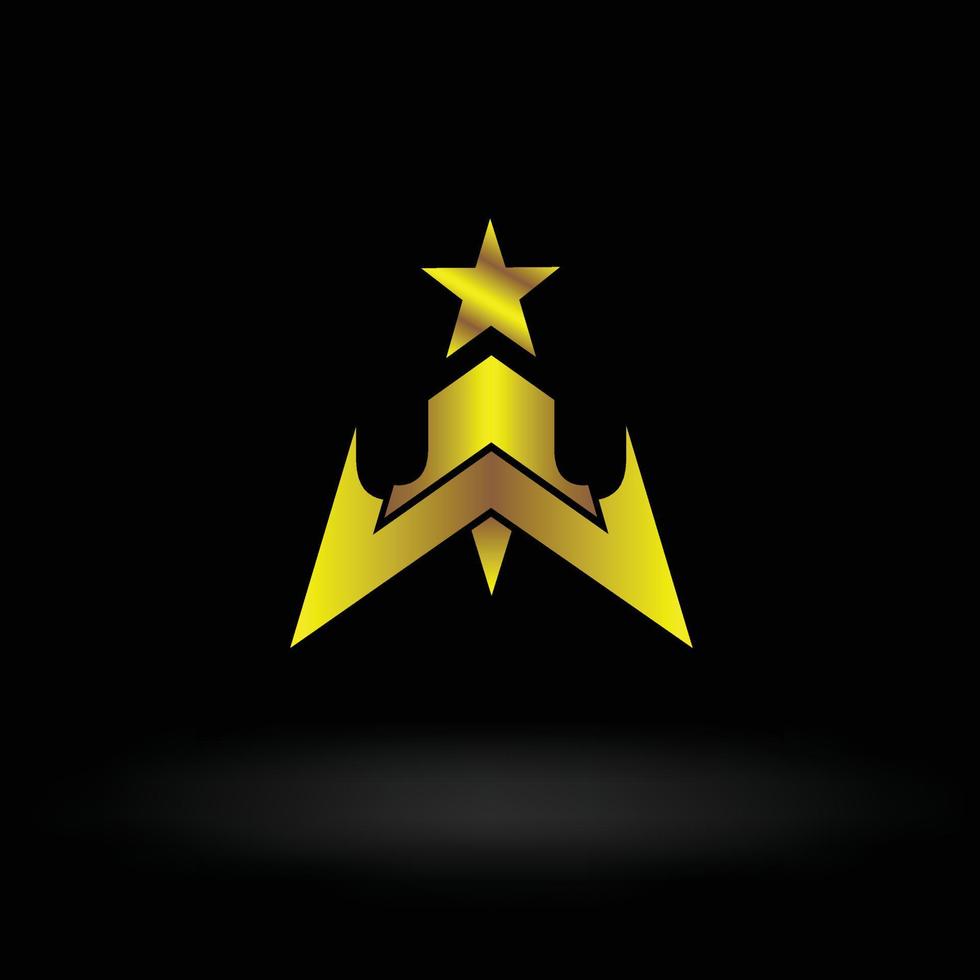 logo du trophée de réussite avec combinaison de couleurs étoile et or vecteur