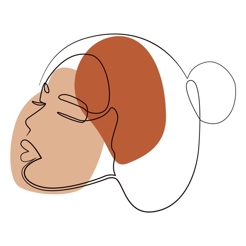 portrait féminin de contour contemporain. visage de filles abstraites modernes. ligne continue, art minimaliste. conception de mode de beauté. illustration vectorielle stock, eps 10 vecteur