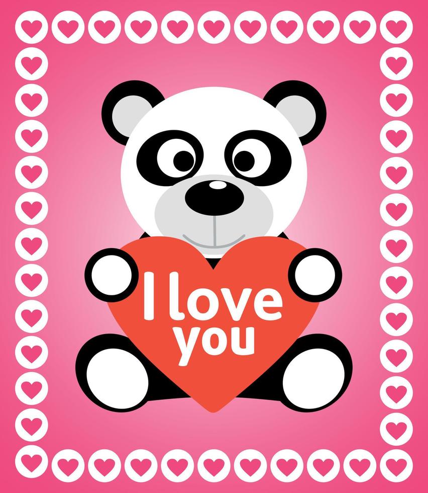 carte de fond saint valentin avec panda vecteur