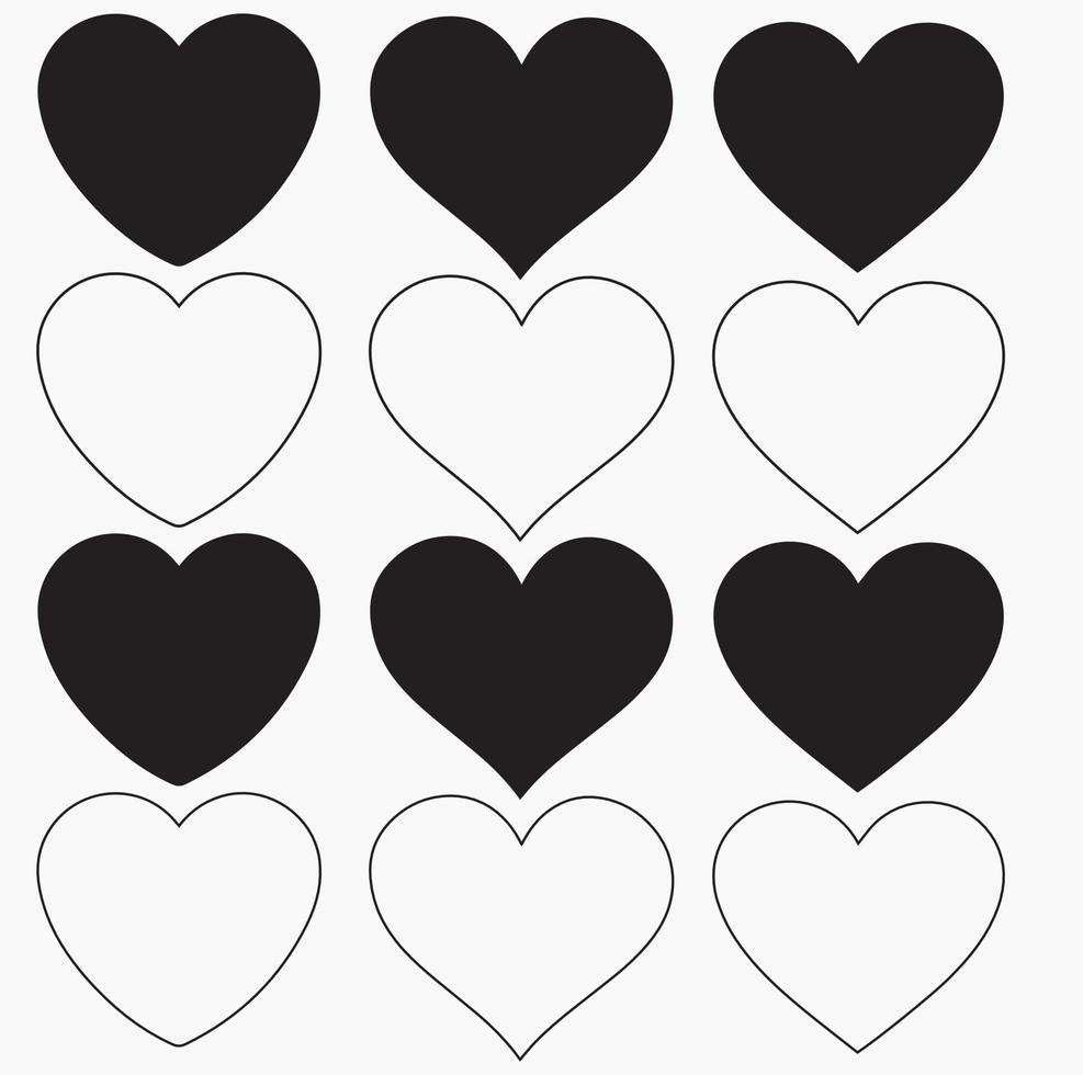 collection d'illustrations de coeur, jeu d'icônes de symbole d'amour vecteur