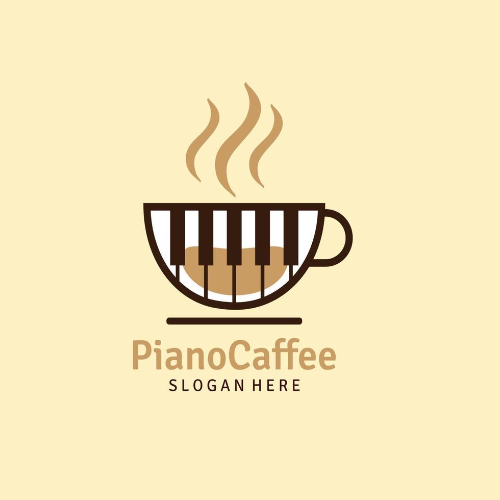 création de logo de café de piano vecteur