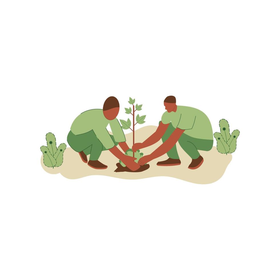 illustration vectorielle de personnes plantant des arbres. concept de sauver la terre. concept de volontariat écologique. conception pour l'activisme écologique vecteur