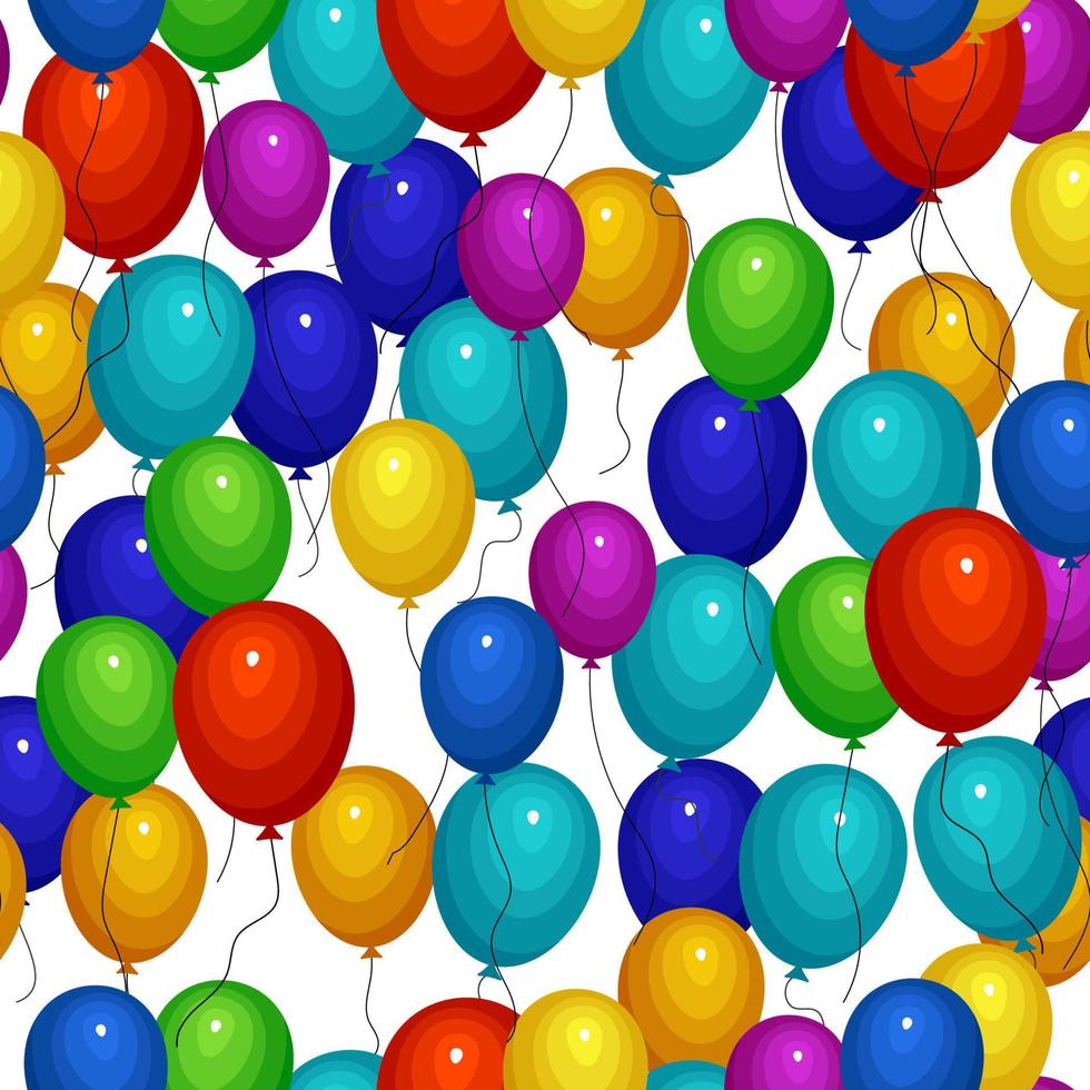 modèle sans couture avec des ballons d'hélium multicolores sur fond blanc. illustration vectorielle. vecteur