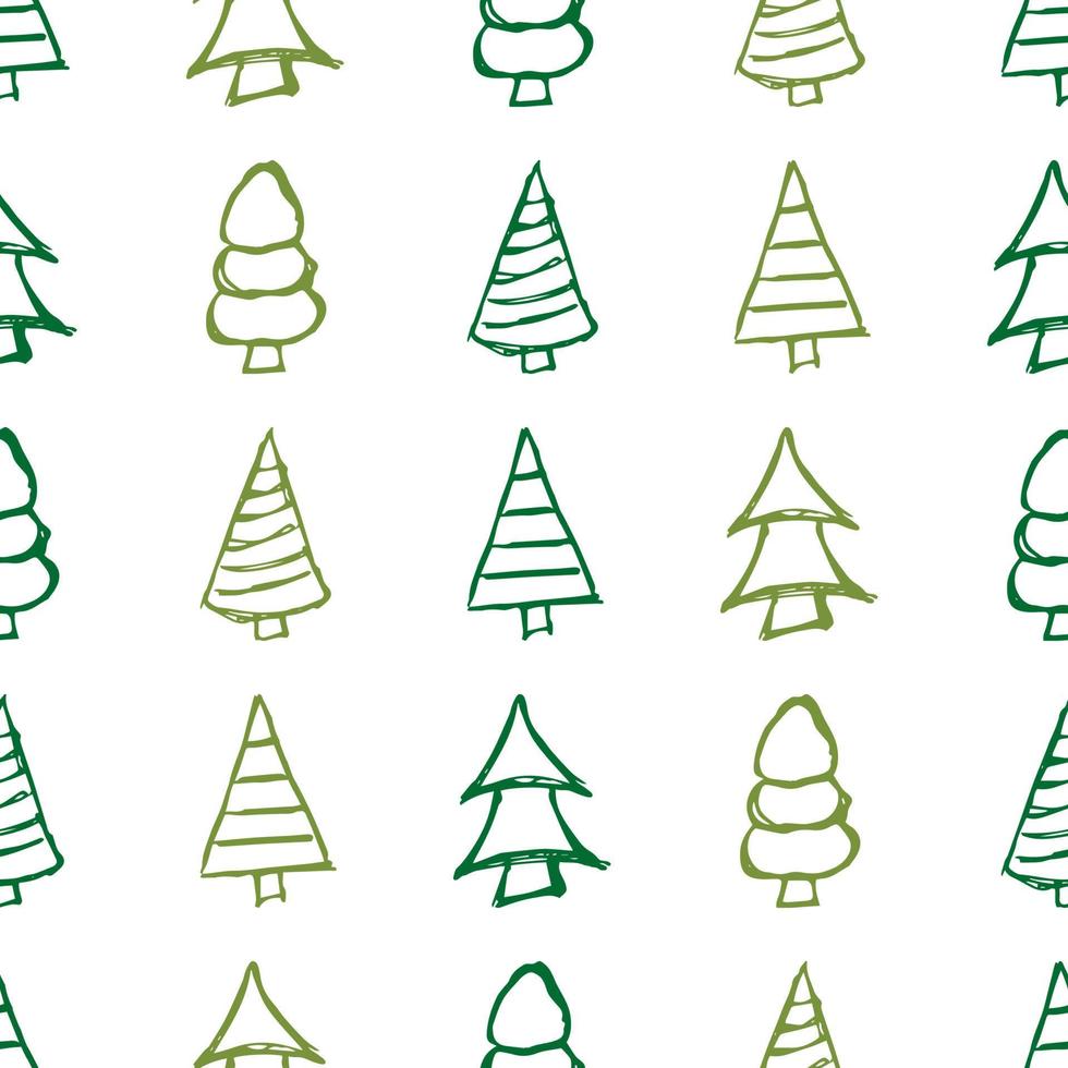 modèle sans couture avec des arbres de noël dessinés à la main. sapins esquissés. éléments de doodle de vacances d'hiver. illustration vectorielle vecteur