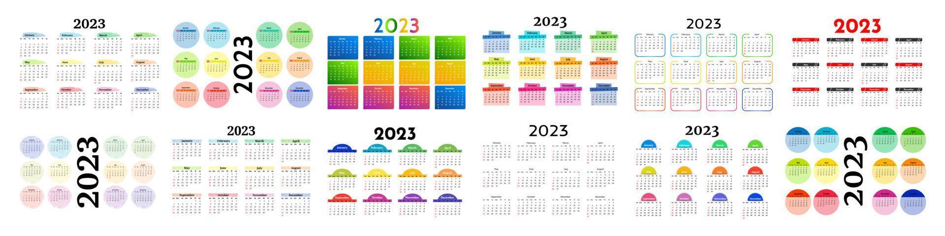 calendrier pour 2023 isolé sur fond blanc vecteur