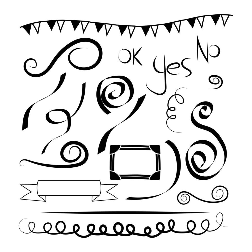 éléments calligraphiques, fête, cadre, bannière et texte décoratifs dessinés à la main vecteur