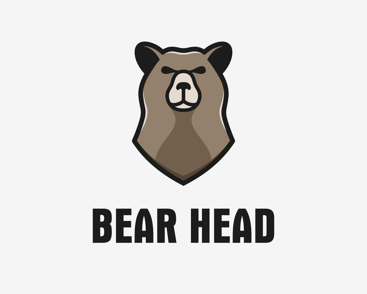 grizzly ours gros prédateur bête forte puissante tête visage portrait dessin animé mascotte vecteur création de logo