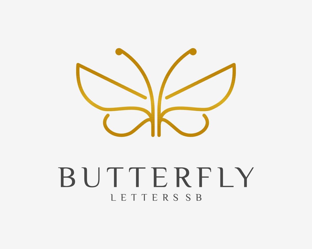 papillon belle aile mouche insecte or luxe chic avec lettre sb initiales création de logo vectoriel