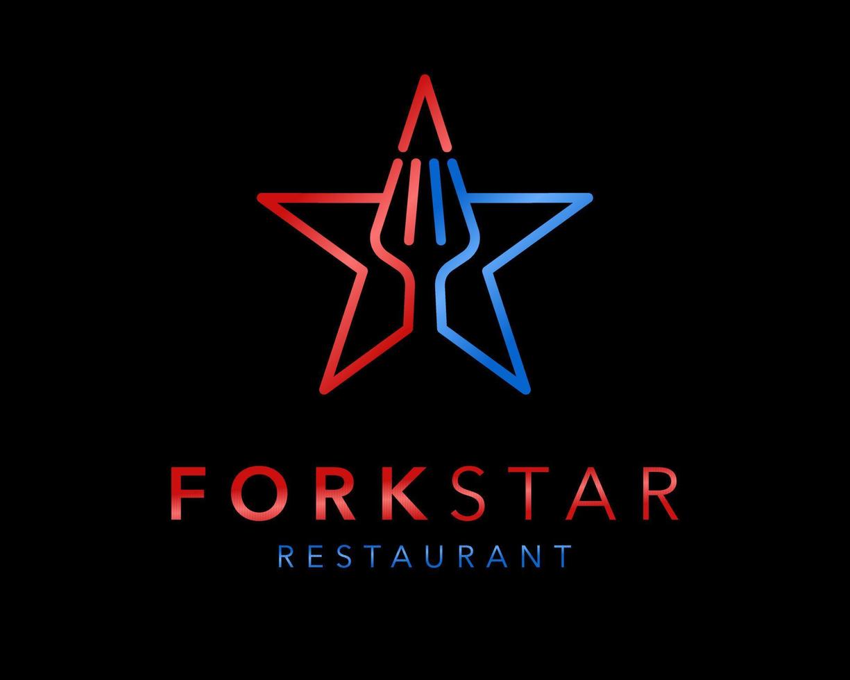 étoile étincelle étoiles scintillantes starlight fourchette restaurant couverts argenterie nourriture vecteur création de logo