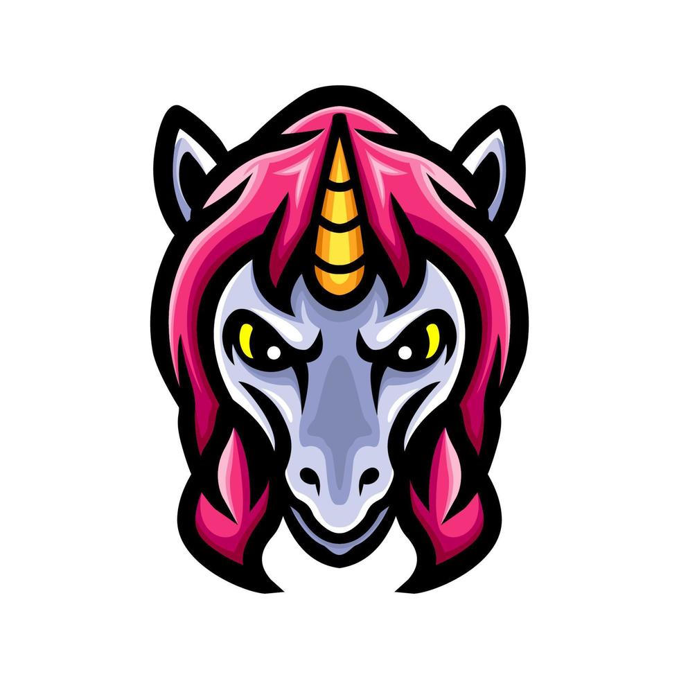 création de mascotte logo tête de licorne vecteur
