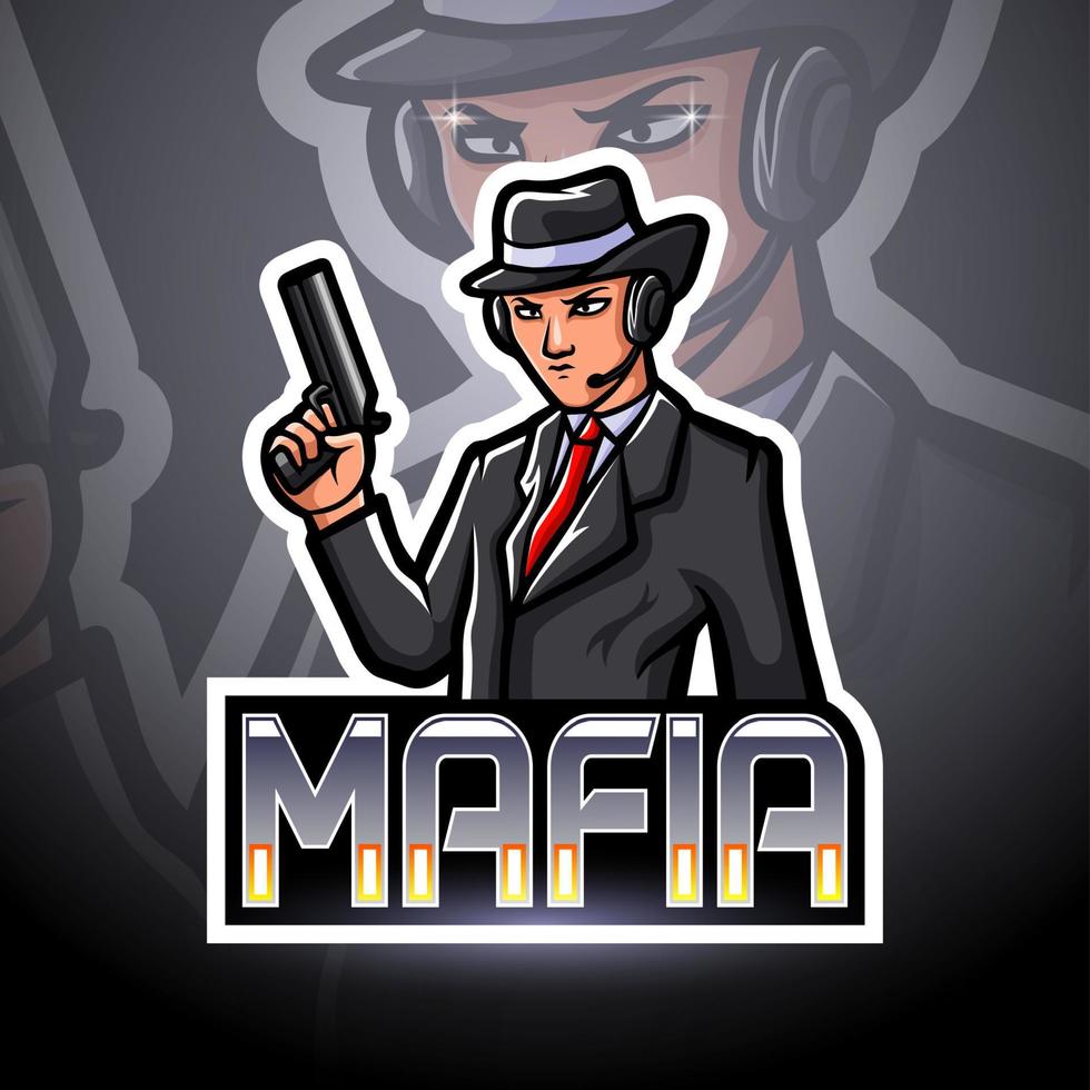 conception de mascotte de logo mafia esport vecteur