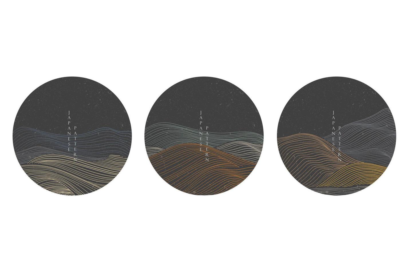 arrière-plan japonais avec vecteur de motif d'onde de ligne. modèle d'art abstrait avec motif géométrique. conception d'icône de paysage de montagne dans un style vintage.