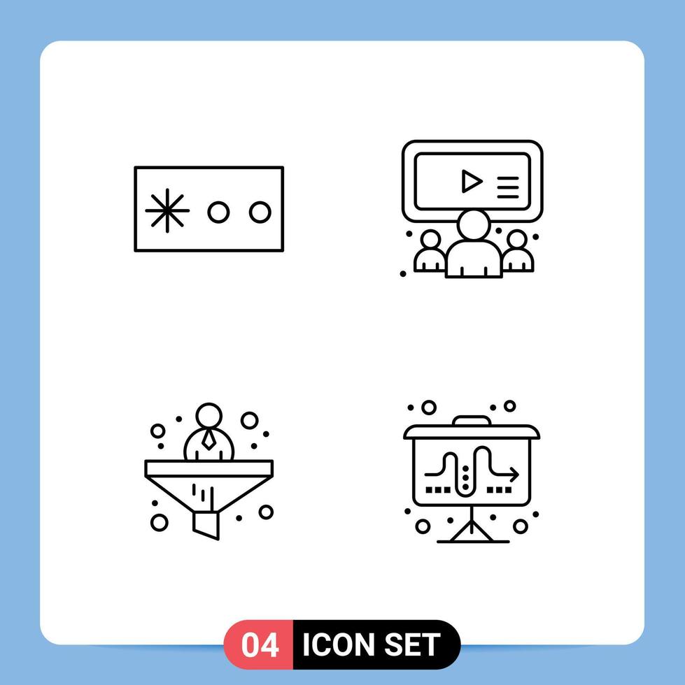 Pack de 4 lignes d'interface utilisateur de signes et symboles modernes du groupe de filtres de mot de passe utilisateur tableau à feuilles mobiles éléments de conception vectoriels modifiables vecteur