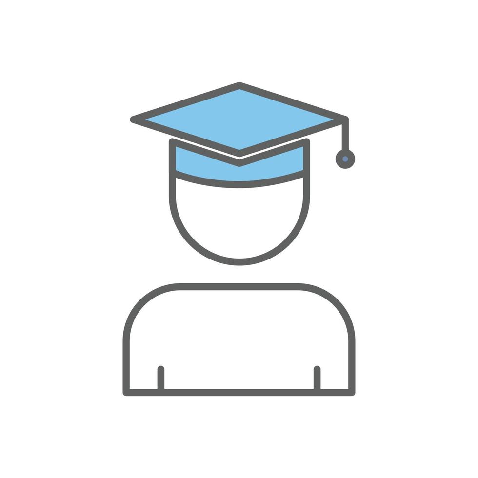 illustration d'icône étudiant avec chapeau de graduation. icône liée à l'éducation. style d'icône à deux tons. conception de vecteur simple modifiable