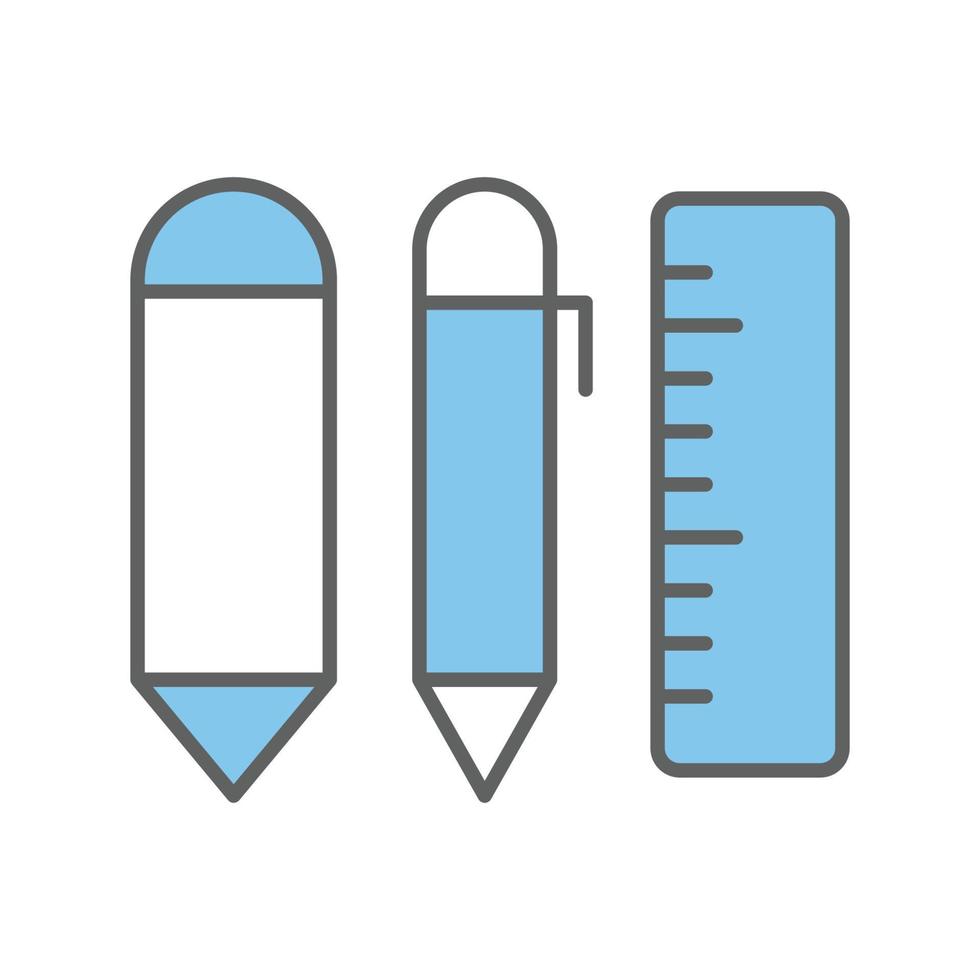 icône de crayon, stylo et règle. icône liée à l'éducation. style d'icône à deux tons. conception de vecteur simple modifiable