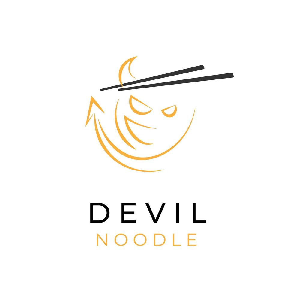 diable, nouilles, dessin trait, résumé, illustration, logo vecteur