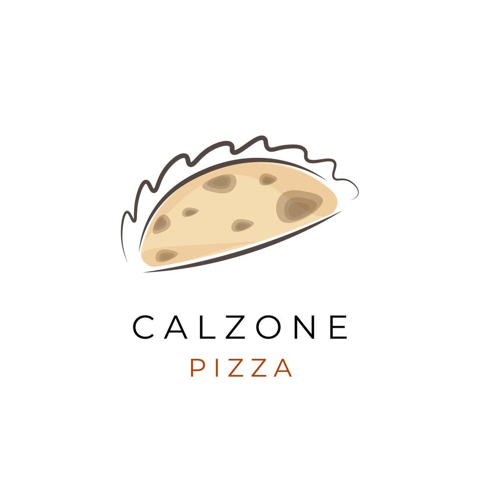 logo d'illustration d'art en ligne simple pizza calzone vecteur