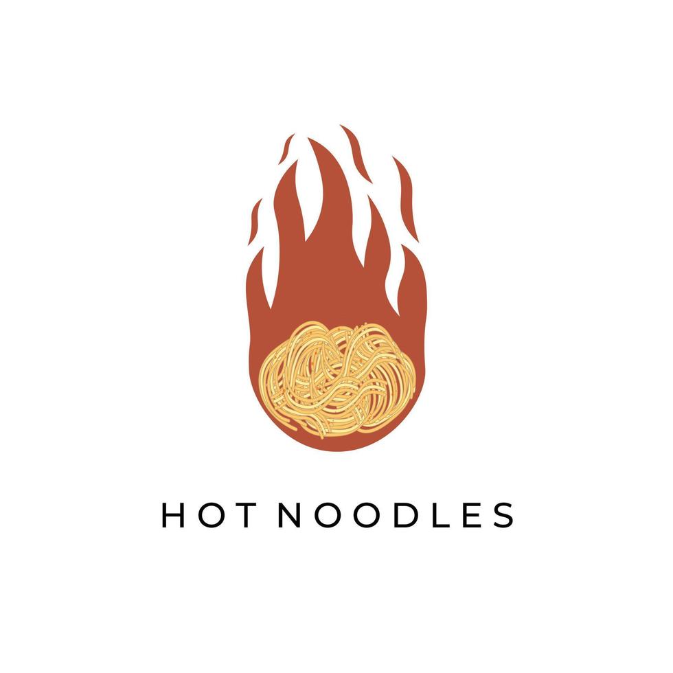 logo d'illustration simple de nouilles de feu enflammées ou de nouilles épicées vecteur