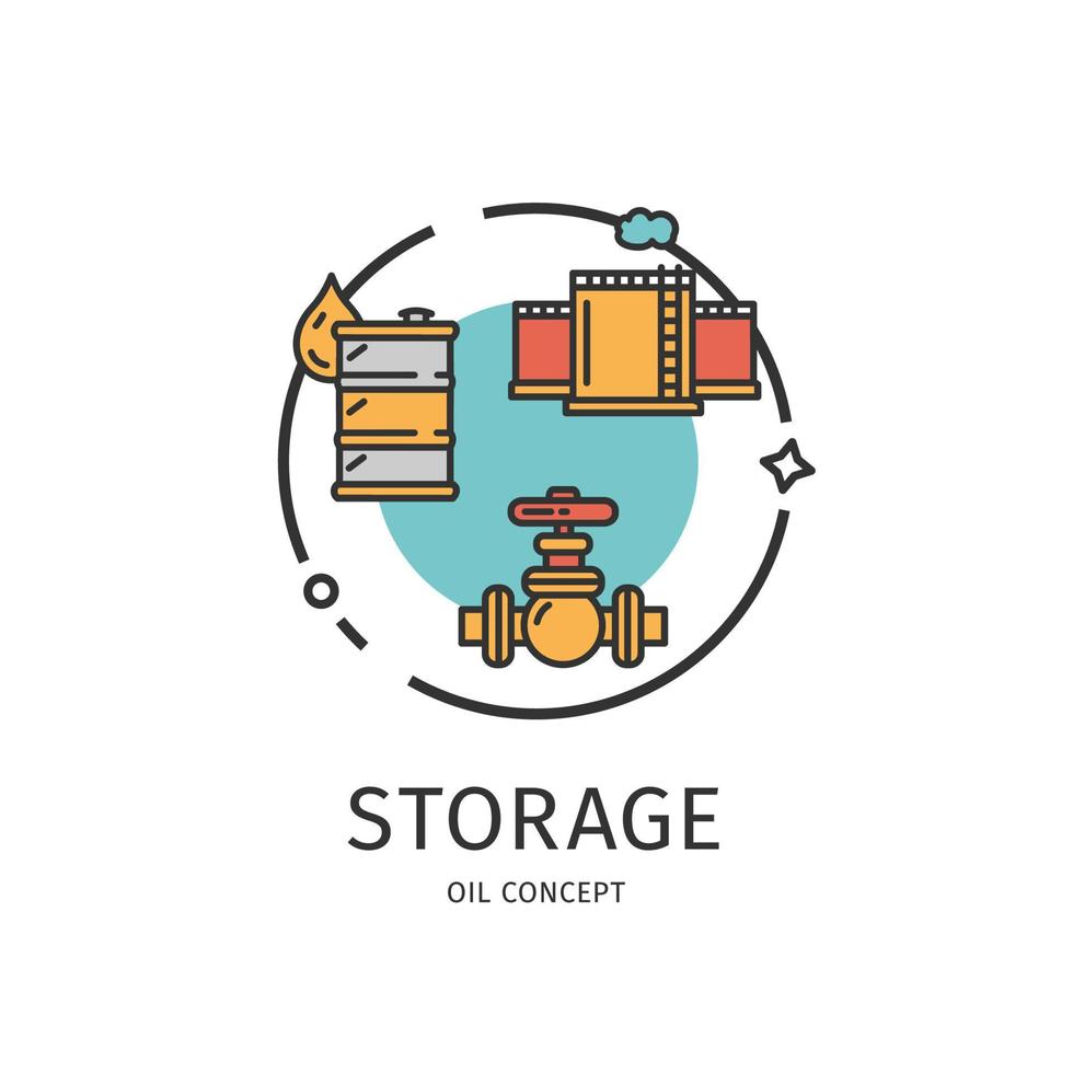 concept de stockage d'icônes de fine ligne de l'industrie pétrolière. vecteur