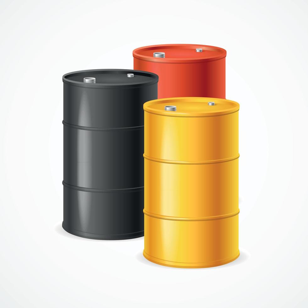 ensemble de tambour de baril de pétrole détaillé 3d réaliste. vecteur
