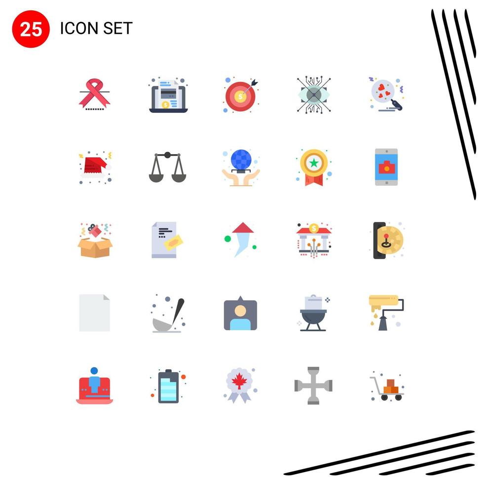 25 pack de couleurs plates de l'interface utilisateur de signes et symboles modernes d'éléments de conception vectoriels modifiables d'argent d'augmentation de cyberbanque de lentille vecteur
