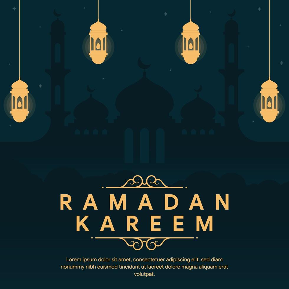 illustration de bannière ramadan au design plat vecteur