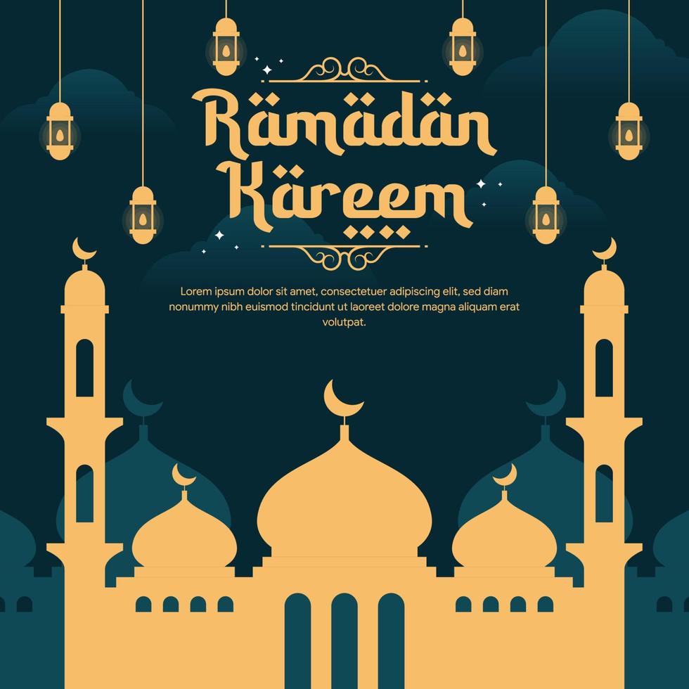 illustration de bannière ramadan au design plat vecteur