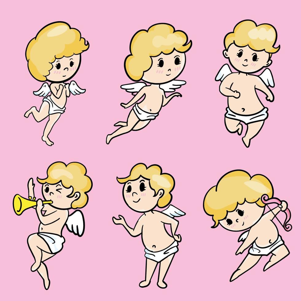 le style de dessin animé de cupidon pour le concept de l'amour ou de la saint-valentin. vecteur