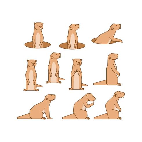 Gratuit Gopher Line Icon Collection Vector