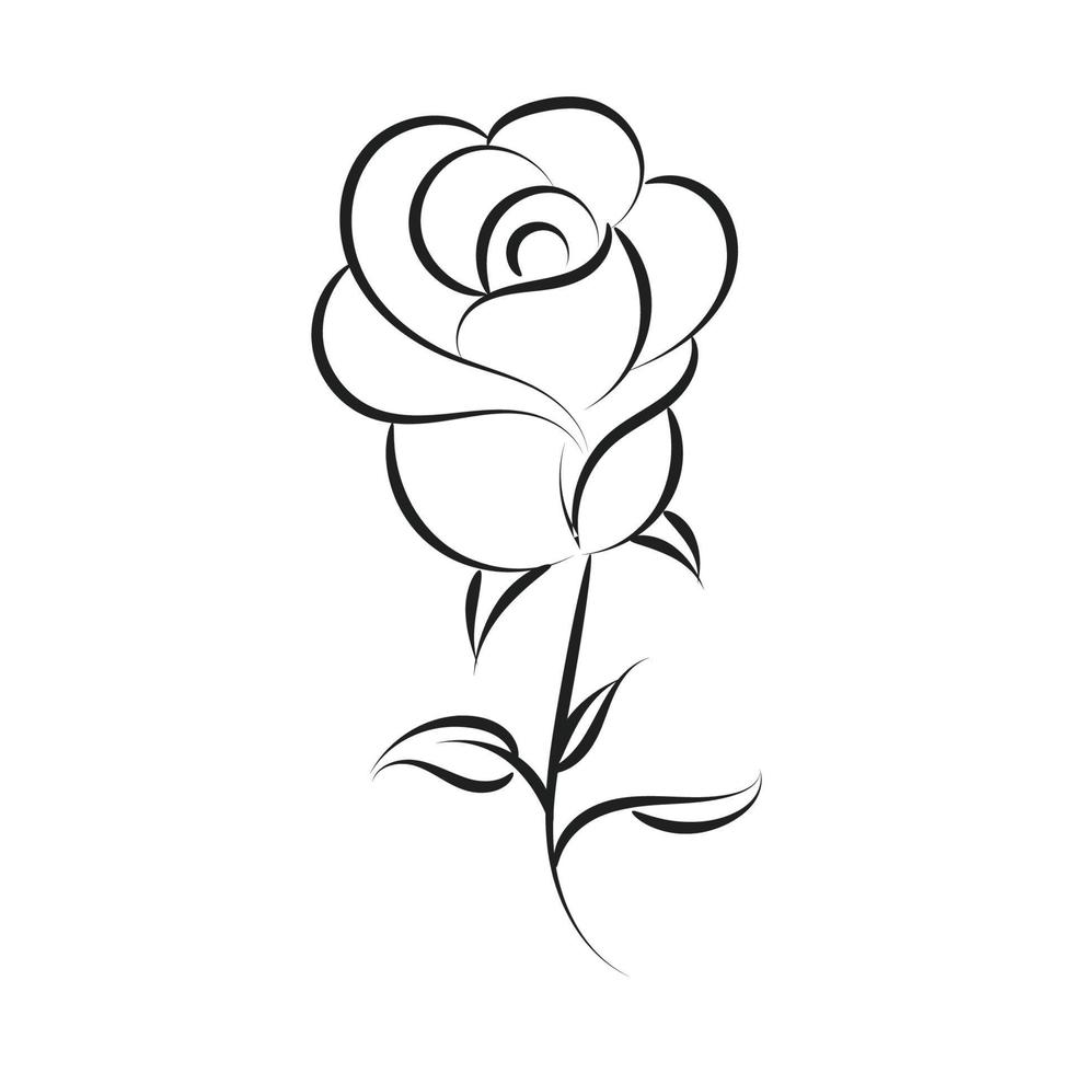 image vectorielle rose. tatouage d'art en ligne. vecteur