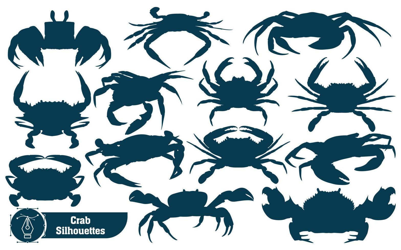 collection d'illustration vectorielle de crabe silhouette vecteur