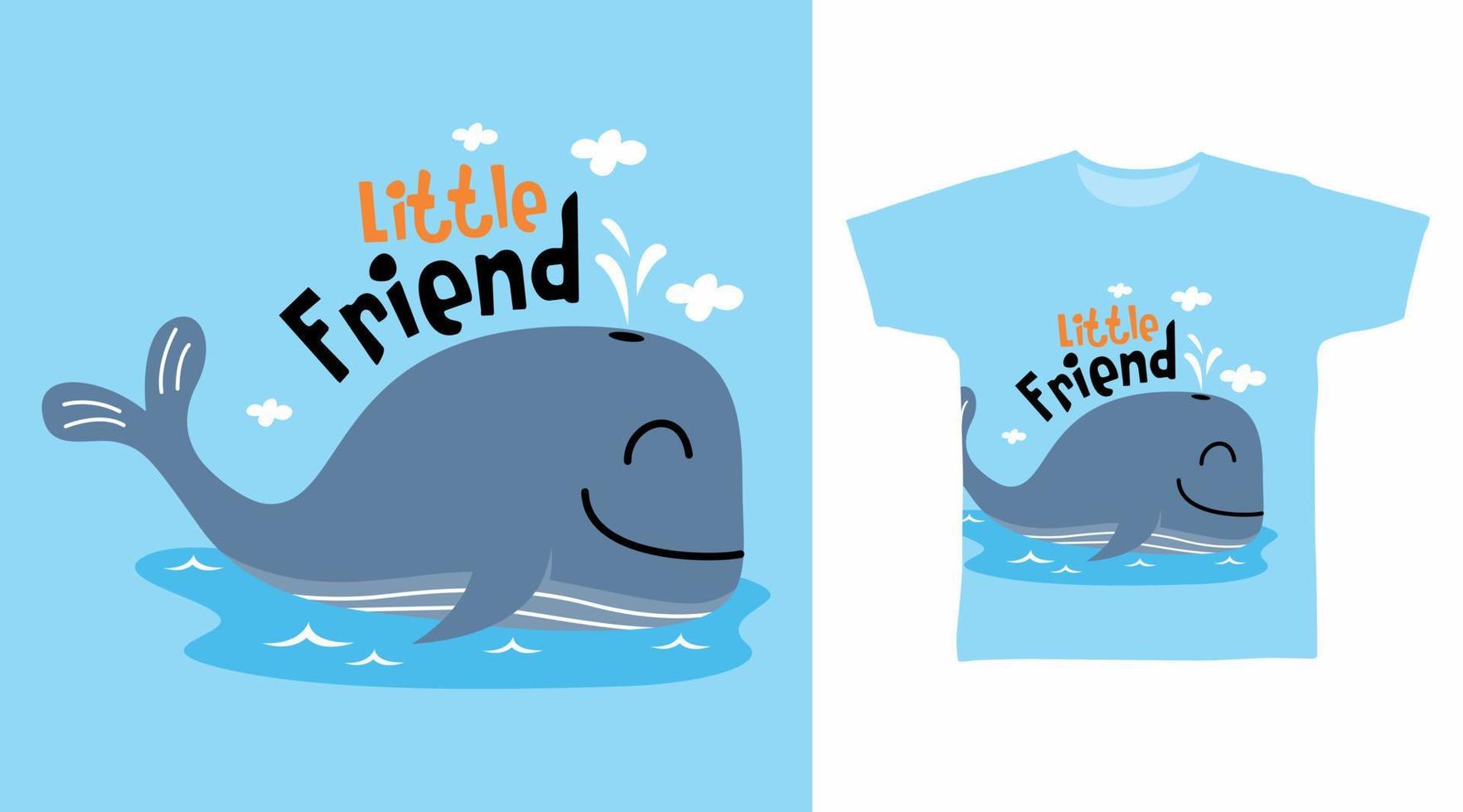 joli t-shirt et vêtements élégants de baleine au design tendance avec une typographie simple vecteur