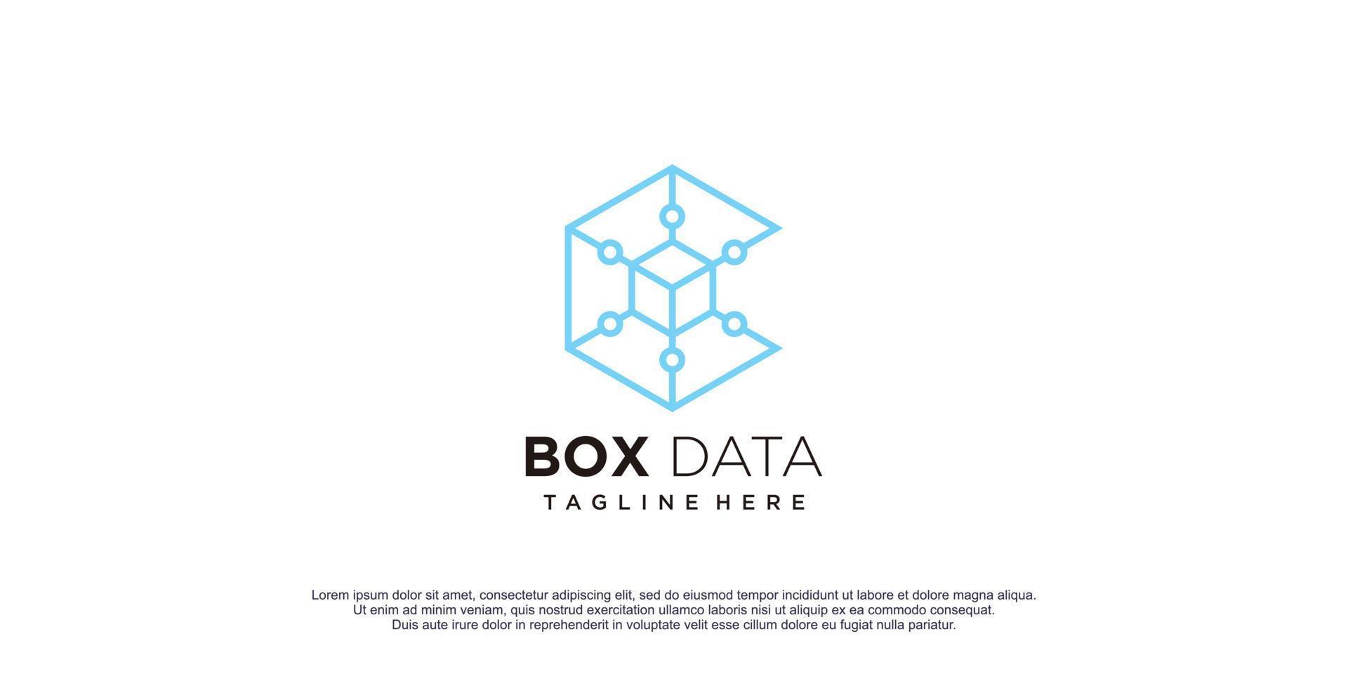 logo de données de boîte avec illustration vectorielle d'icône de conception de concept créatif vecteur