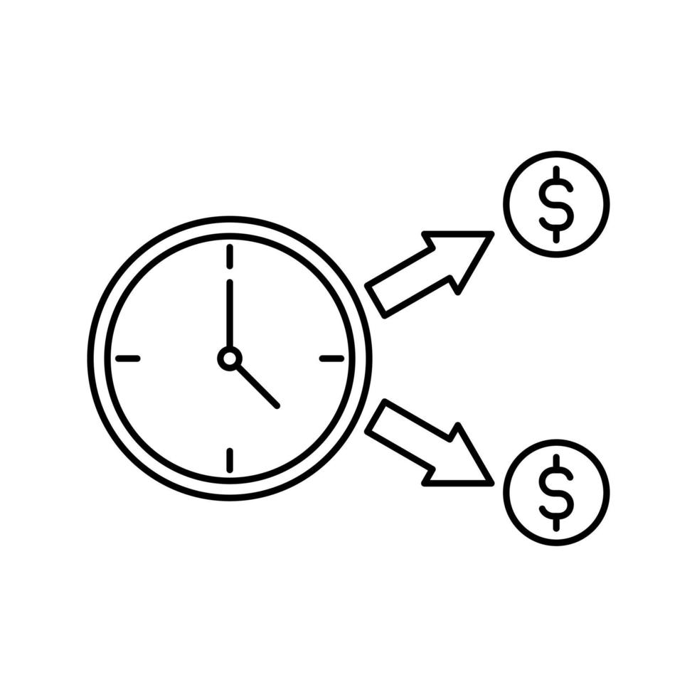 le temps est de l'argent illustration, horloge avec vecteur d'icône d'argent