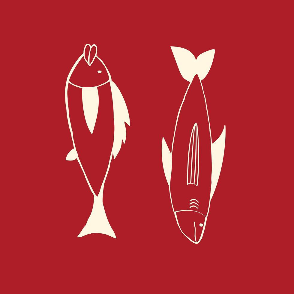 poissons bizarres bizarres. carte dans un style doodle moderne. illustration vectorielle vecteur