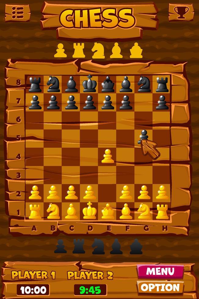 interface utilisateur du jeu d'échecs, interface et ensemble de boutons. vecteur