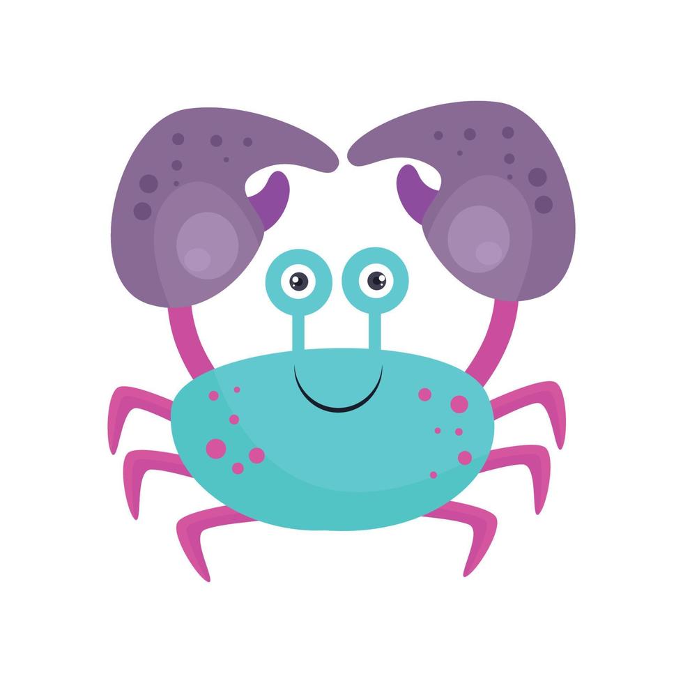 crabe bleu graphique illustration vectorielle avec griffe violette vecteur