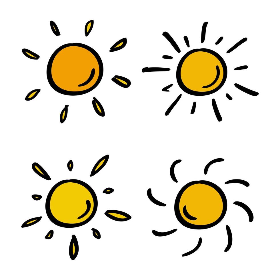 illustration d'éclatement de soleil dessiné à la main vecteur