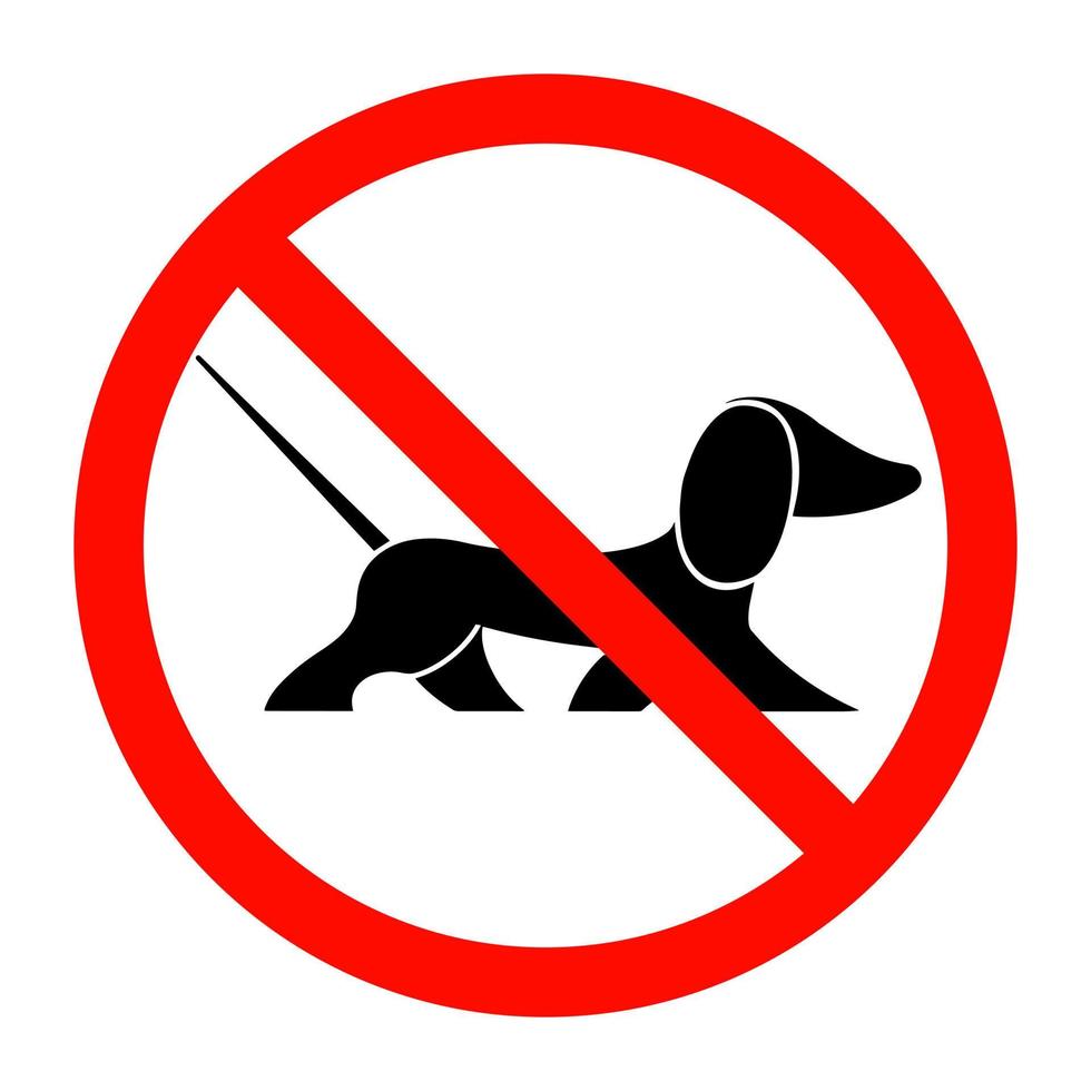 silhouette noire d'un chien dans un panneau d'interdiction. teckel. illustration vectorielle vecteur